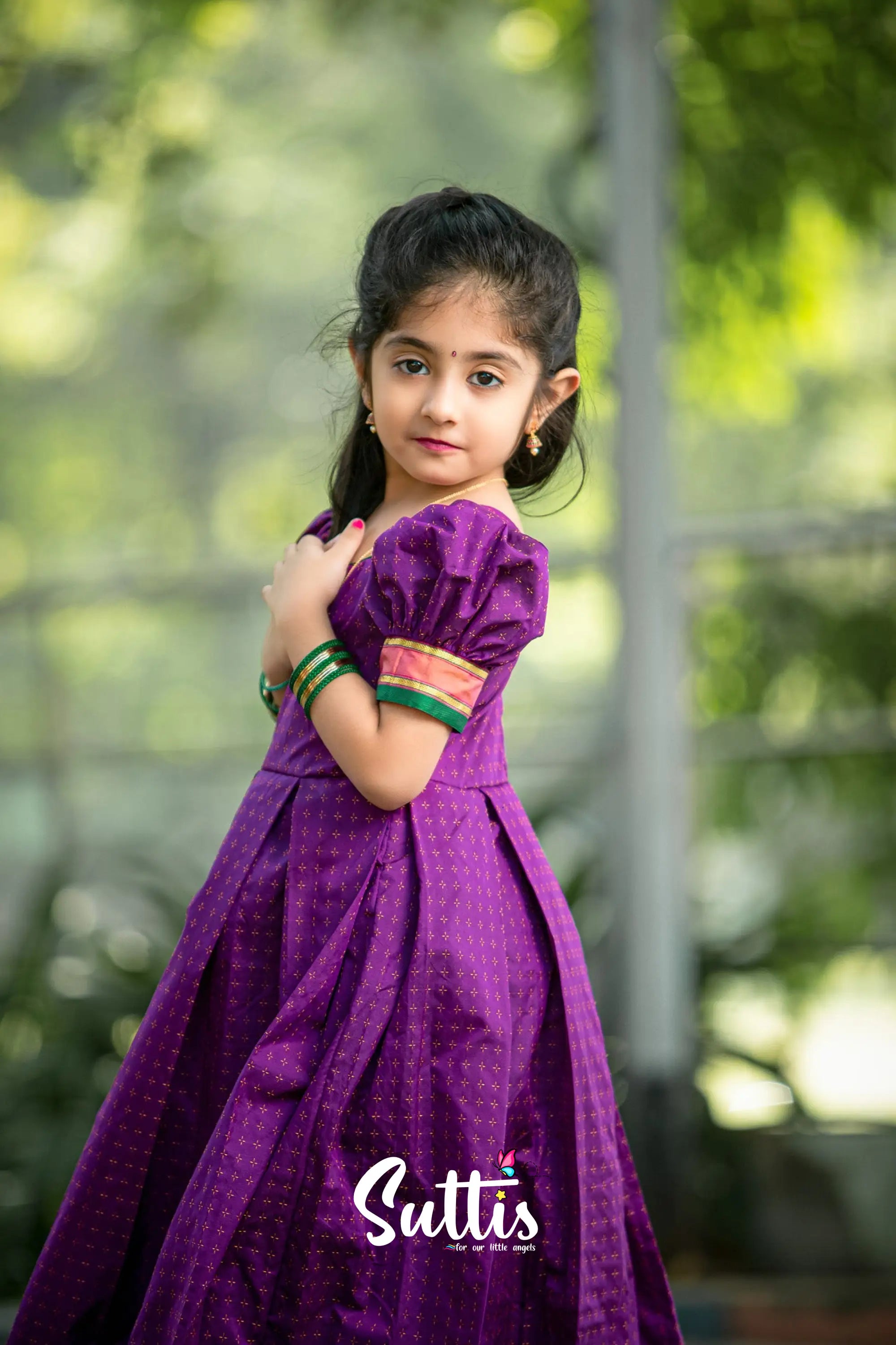 Maya - Purple Sico Silk Gown Kids-Suttis