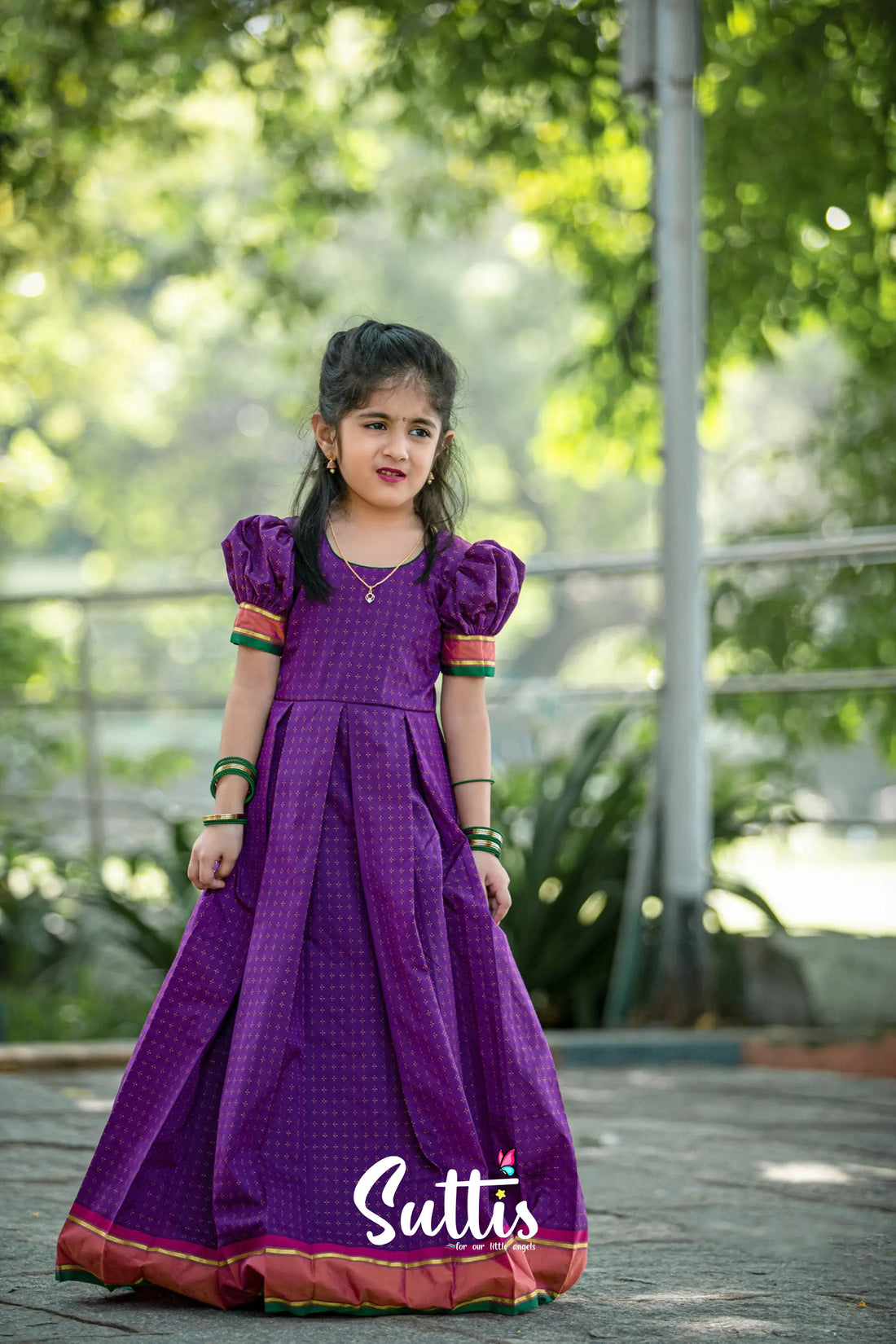 Maya - Purple Sico Silk Gown Kids-Suttis
