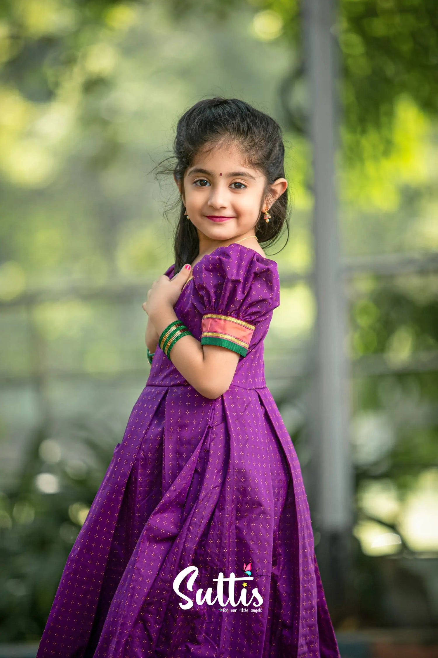 Maya - Purple Sico Silk Gown Kids-Suttis