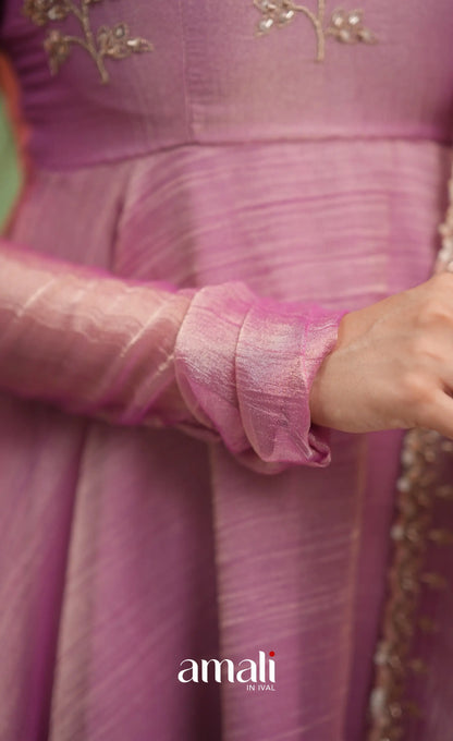 Mayili Crushed Tissue Anarkali - Mauve Pink - Anarkalis