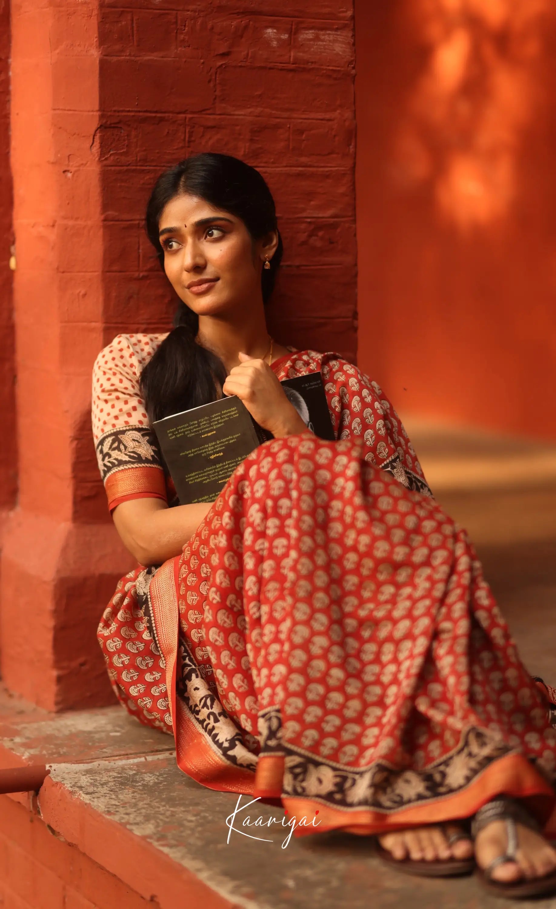 Mayuri Hand Block Printed Maheswari Saree - Reddish Maroon And Black Sarees