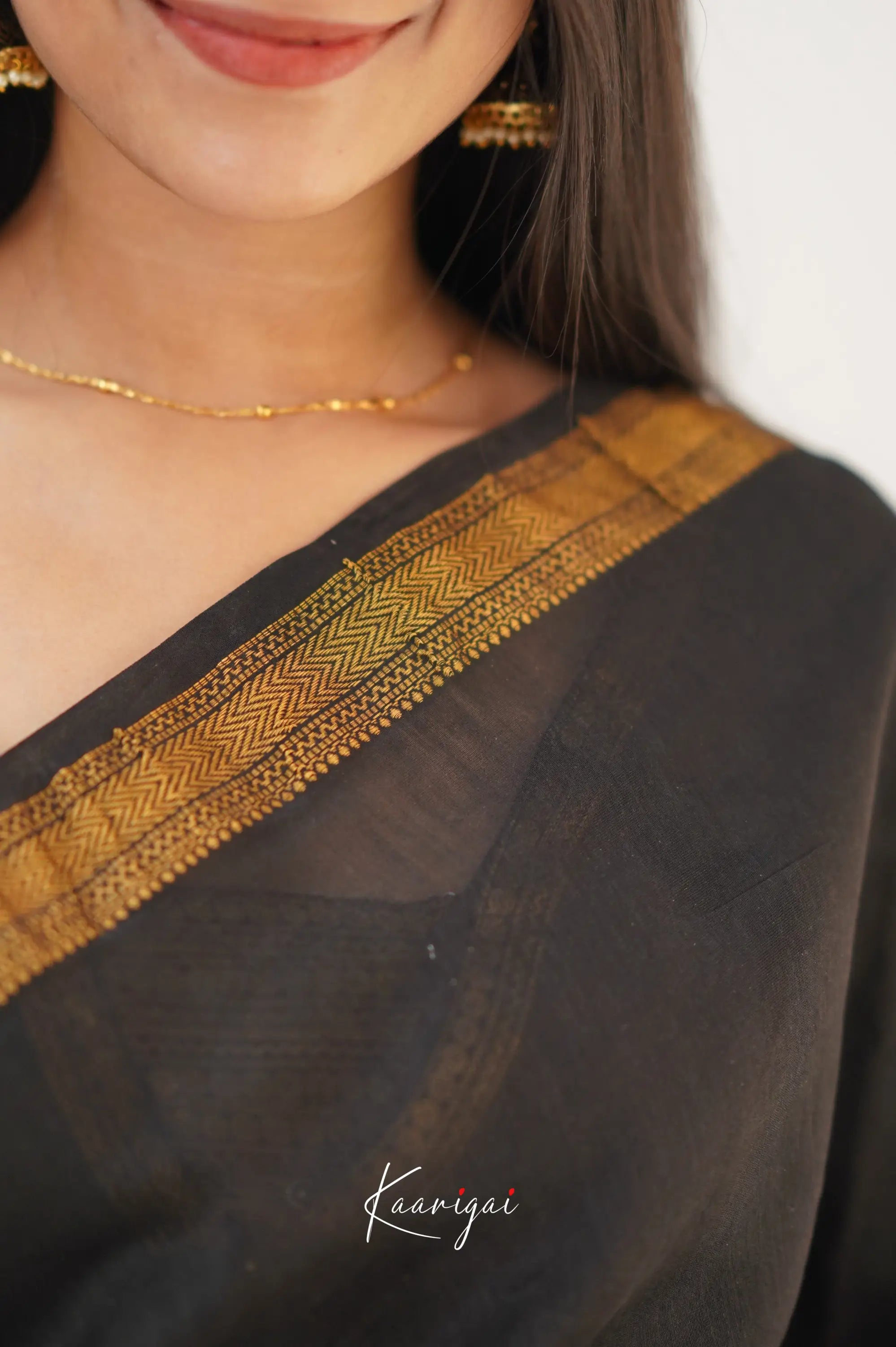 Mayuri Maheswari Silk Cotton Saree - Black And Yellow Sarees