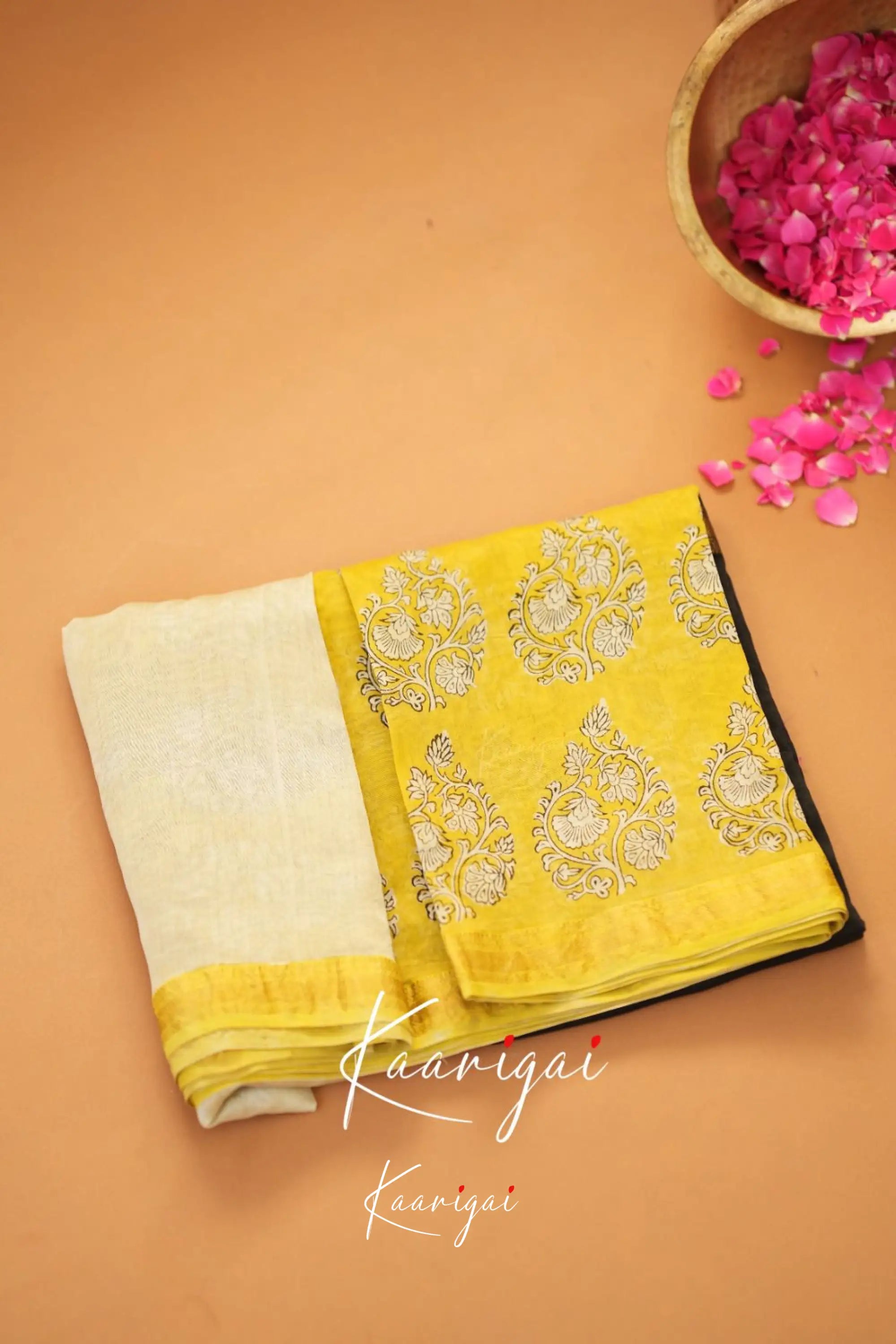 Mayuri Maheswari Silk Cotton Saree - Black And Yellow Sarees