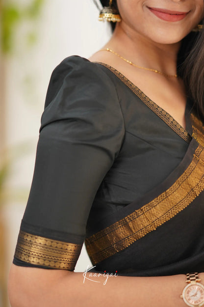 Mayuri Maheswari Silk Cotton Saree - Black And Yellow Sarees