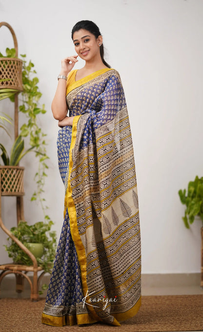 Mayuri Maheswari Silk Cotton Saree - Dark Blue Sarees