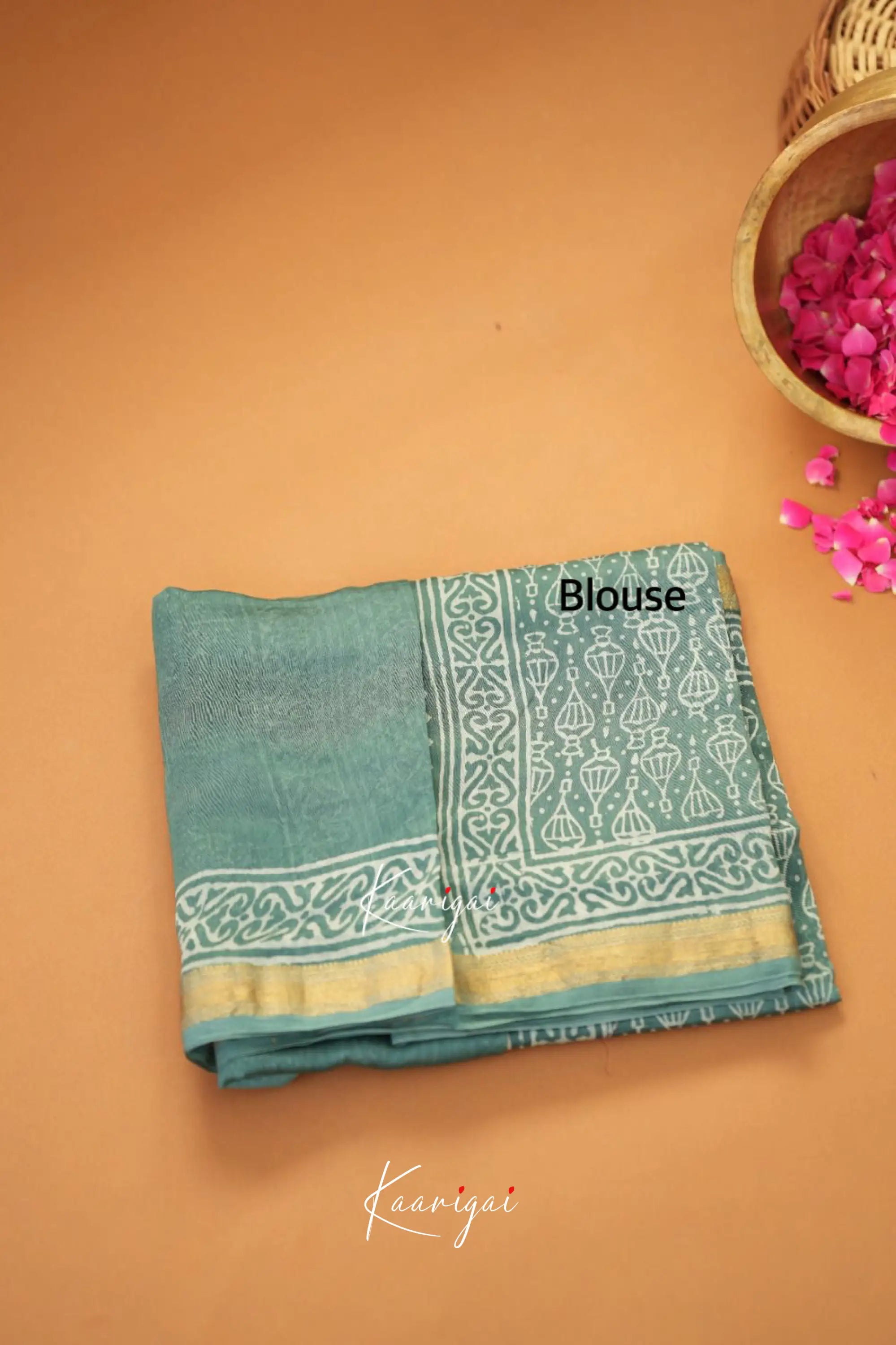 Mayuri Maheswari Silk Cotton Saree - Steal Teal Sarees