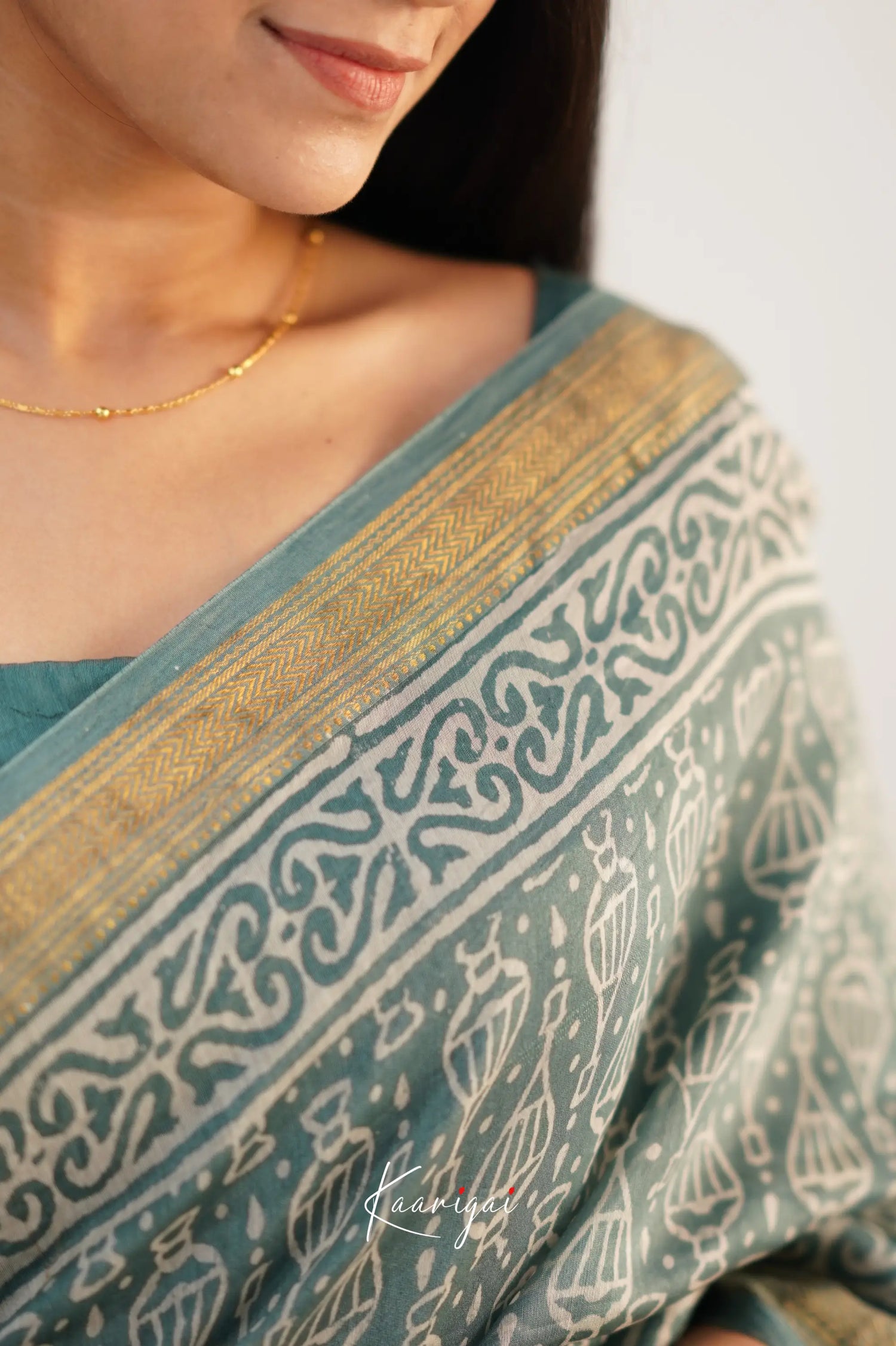 Mayuri Maheswari Silk Cotton Saree - Steal Teal Sarees