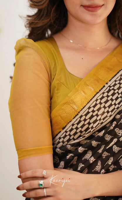 Mayuri Maheswari Saree - Black And Mustard Yellow Sarees