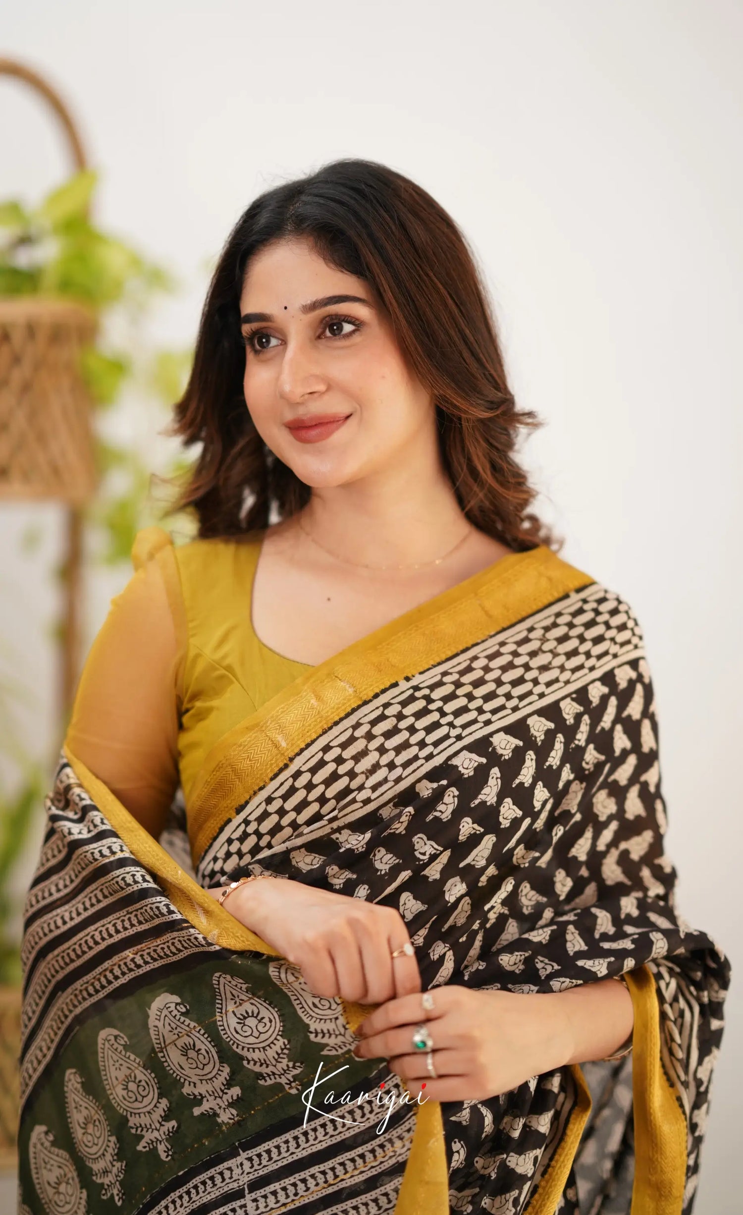 Mayuri Maheswari Saree - Black And Mustard Yellow Sarees