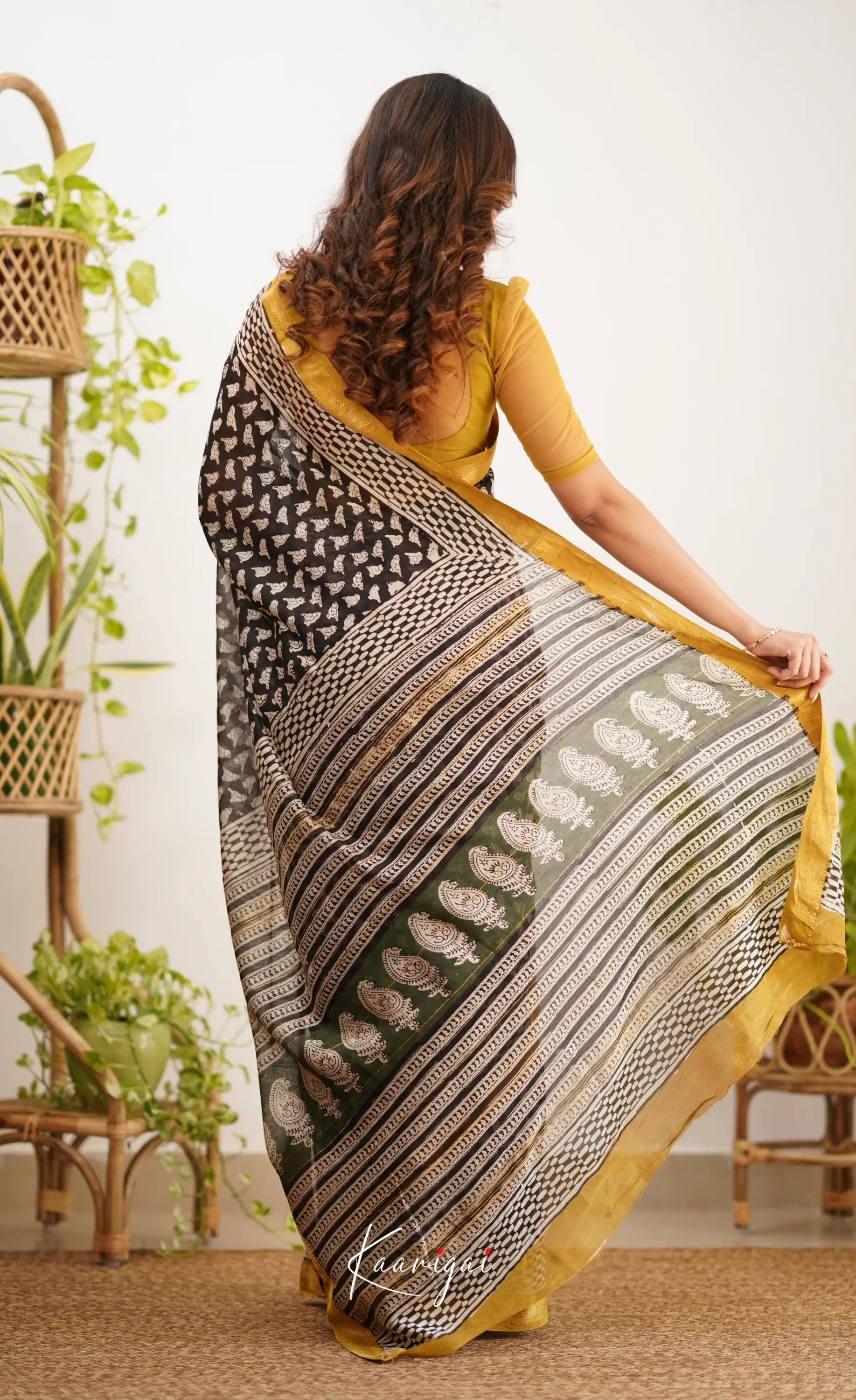 Mayuri Maheswari Saree - Black And Mustard Yellow Sarees