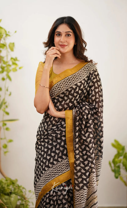 Mayuri Maheswari Saree - Black And Mustard Yellow Sarees