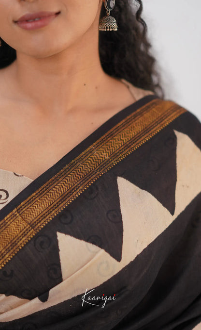 Mayuri Maheswari Saree - Black And Off White Sarees