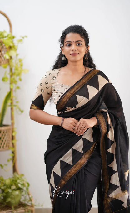 Mayuri Maheswari Saree - Black And Off White Sarees