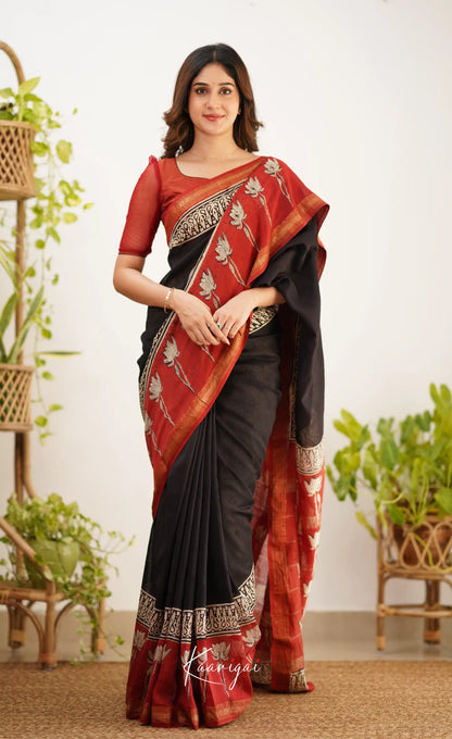 Mayuri Maheswari Saree - Black And Red Sarees