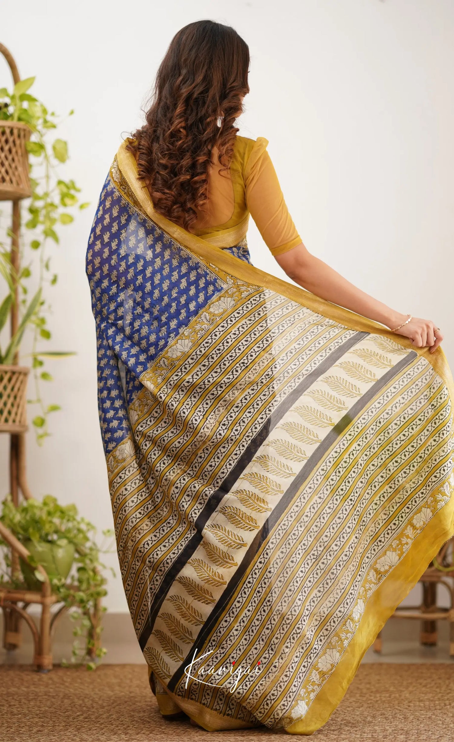 Mayuri Maheswari Saree - Ink Blue And Mustard Sarees