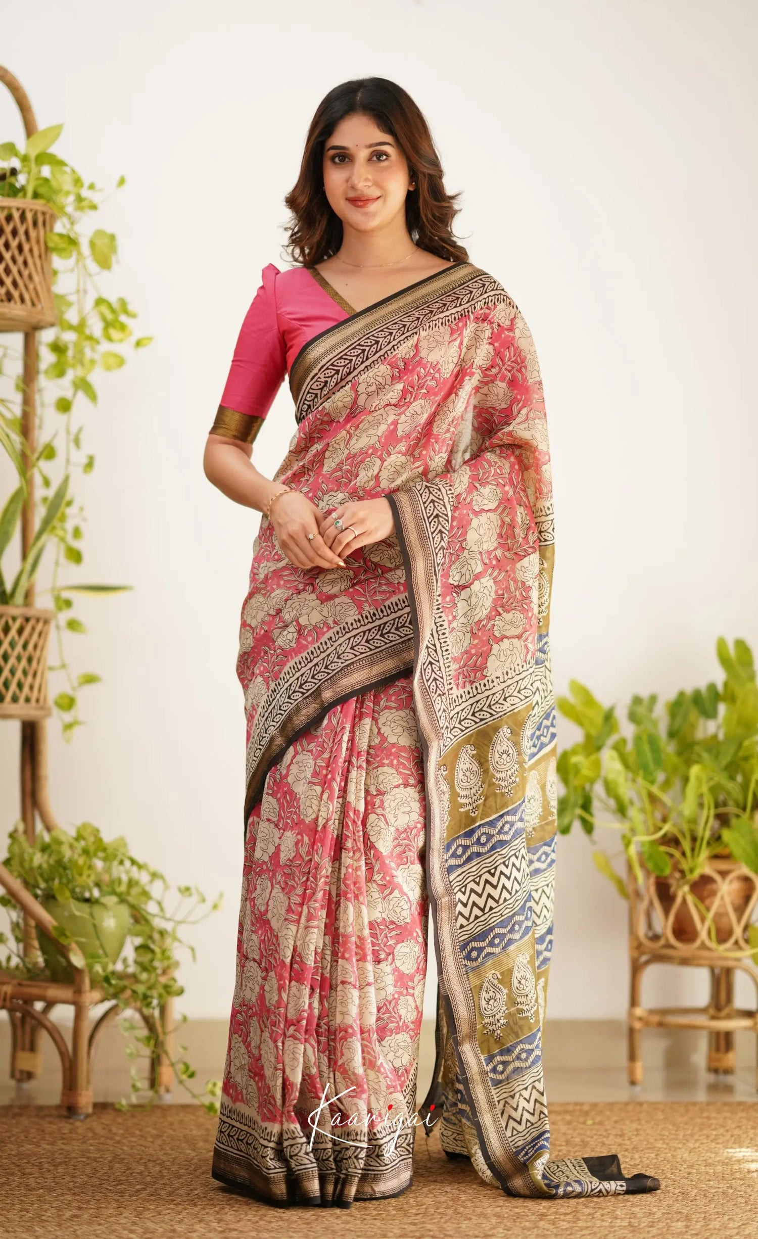 Mayuri Maheswari Saree - Pink And Black Sarees