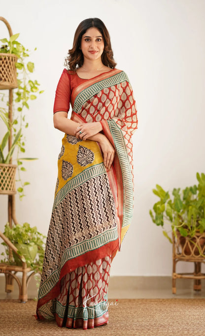 Mayuri Maheswari Saree - Red And Green Sarees