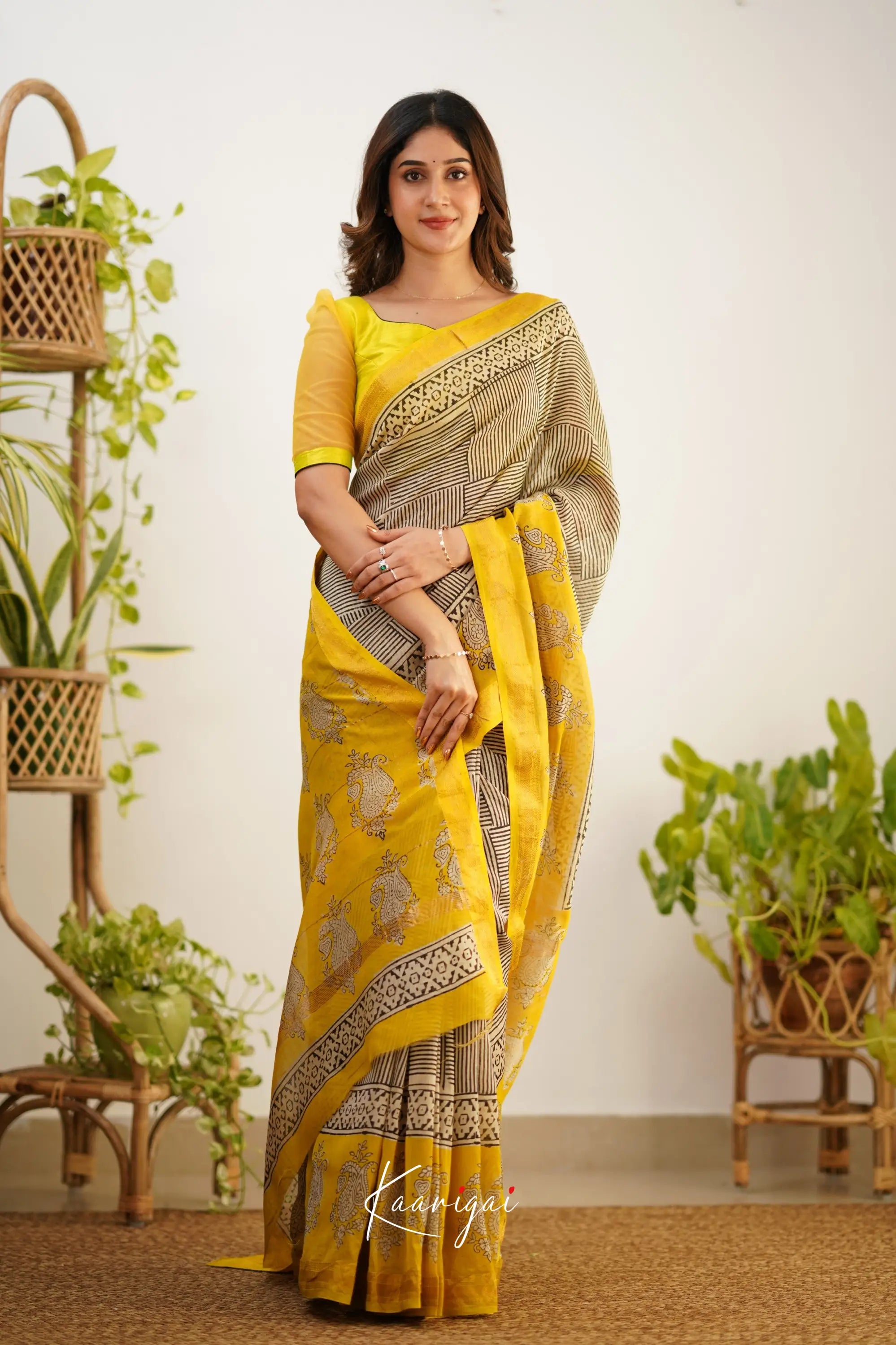 Mayuri Maheswari Saree - White And Yellow Sarees