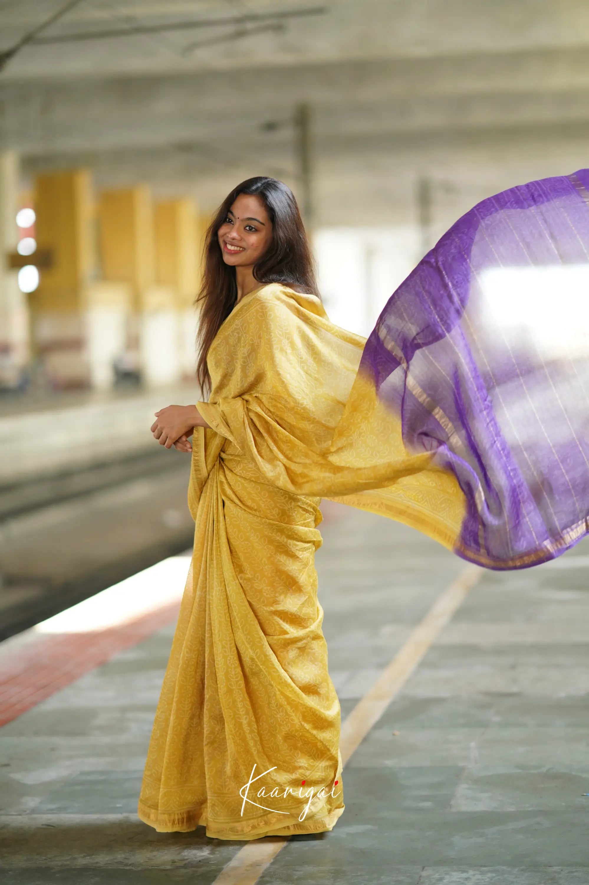 Mayuri Maheswari Saree - Yellow And Purple