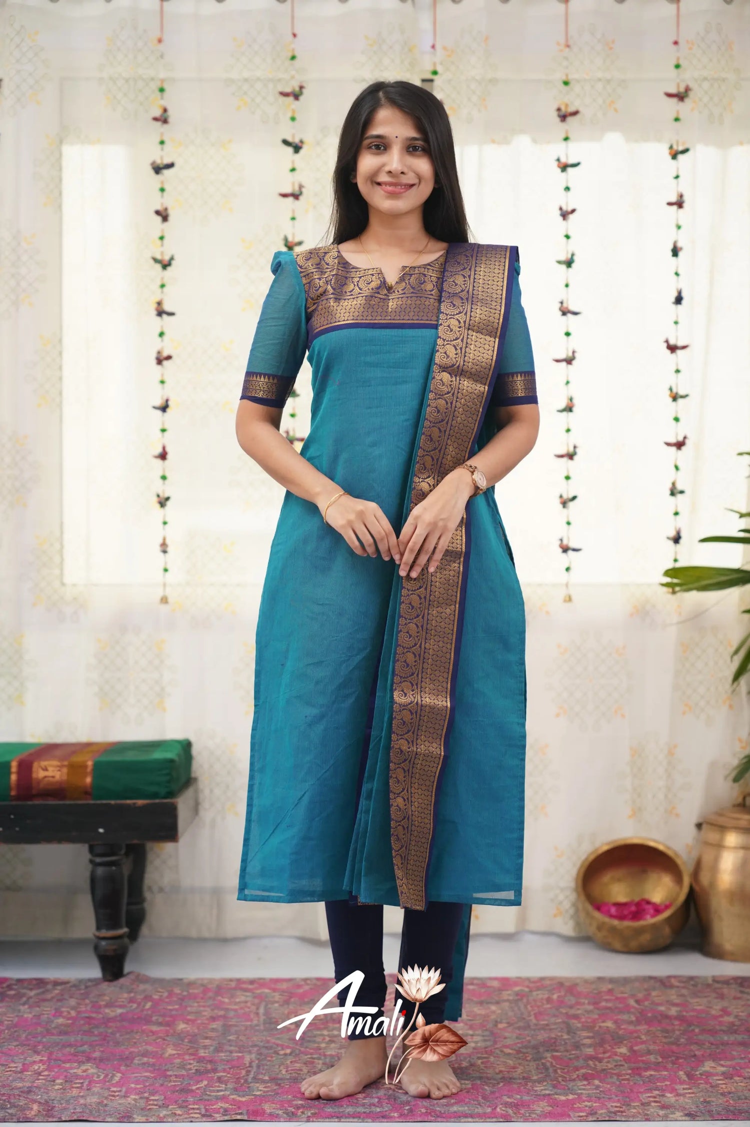 Meera Blue Shade And Royal Tone Cotton Salwar Salwar