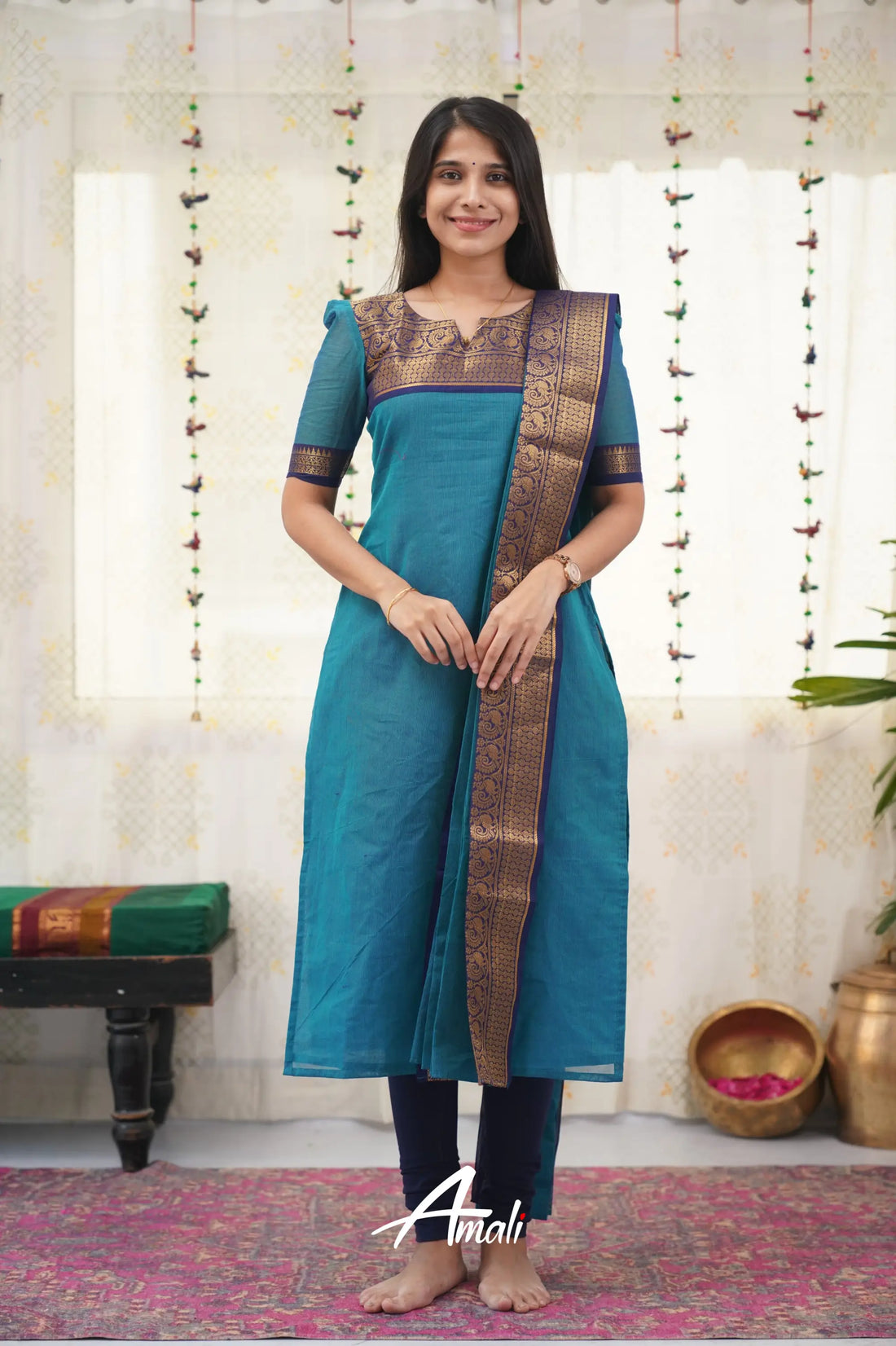 Meera Blue Shade And Royal Tone Cotton Salwar Salwar