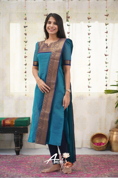 Meera Blue Shade And Royal Tone Cotton Salwar Salwar