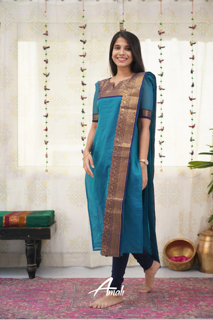 Meera Blue Shade And Royal Tone Cotton Salwar Salwar