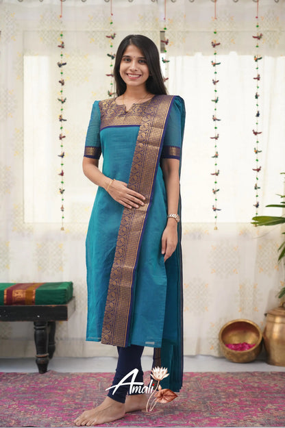 Meera Blue Shade And Royal Tone Cotton Salwar Salwar