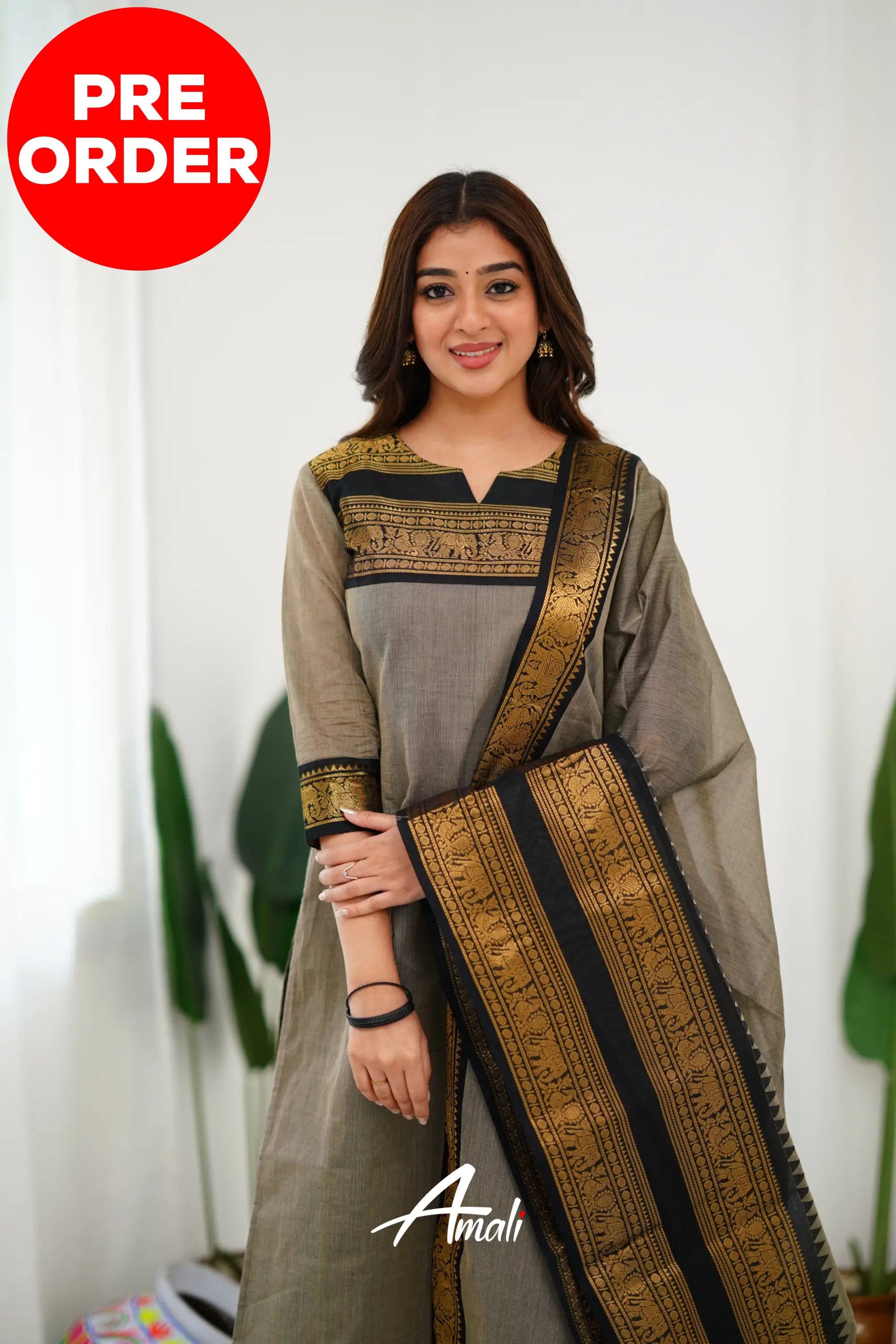 Meera Cotton Salwar - Ash Anarkalis