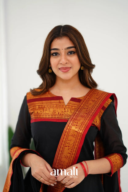 Meera Cotton Salwar - Black Anarkalis