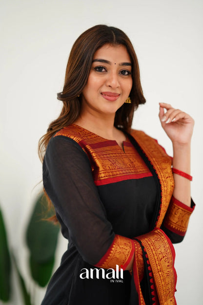 Meera Cotton Salwar - Black Anarkalis