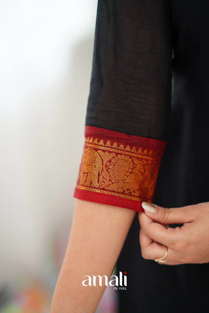 Meera Cotton Salwar - Black Anarkalis