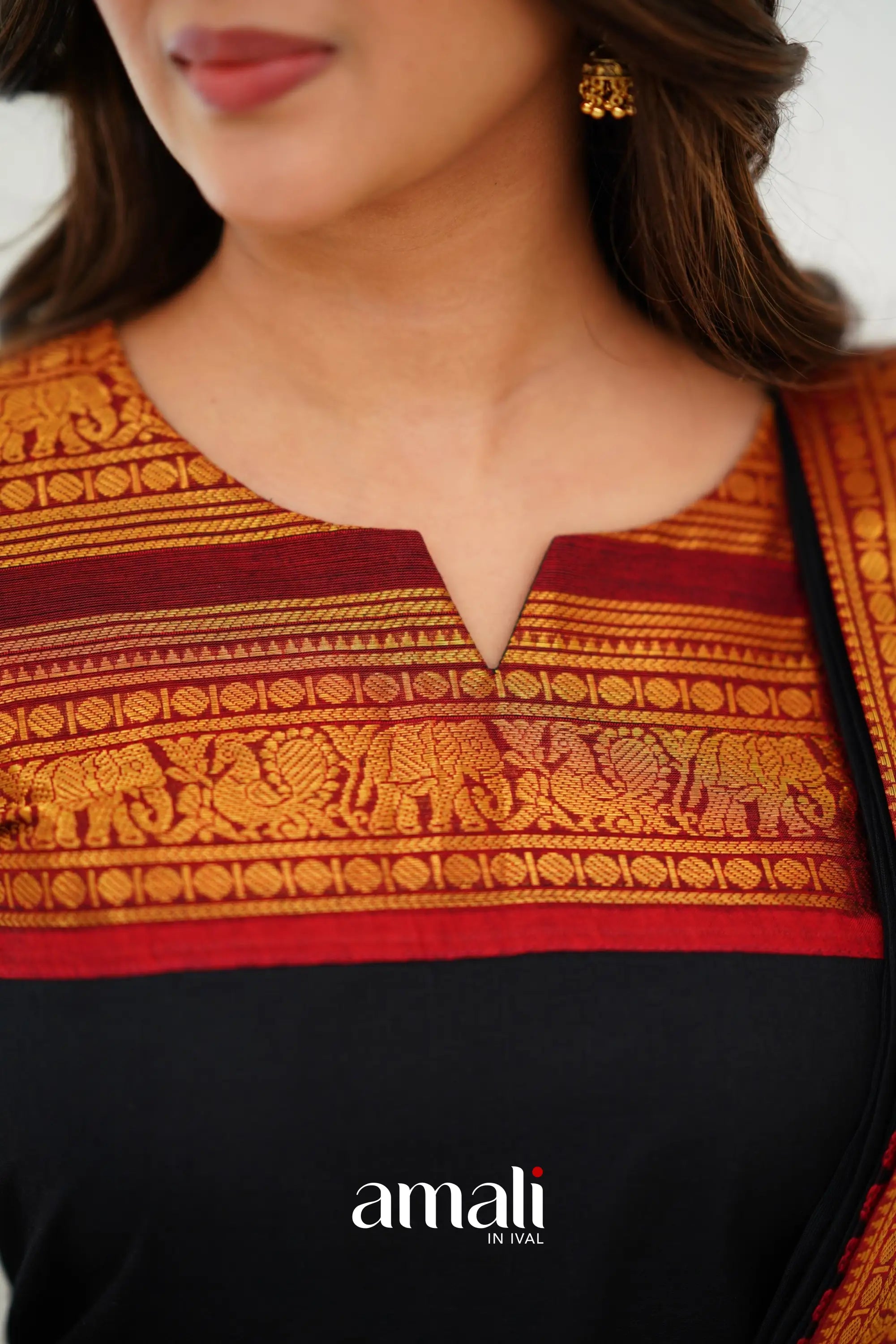 Meera Cotton Salwar - Black Anarkalis