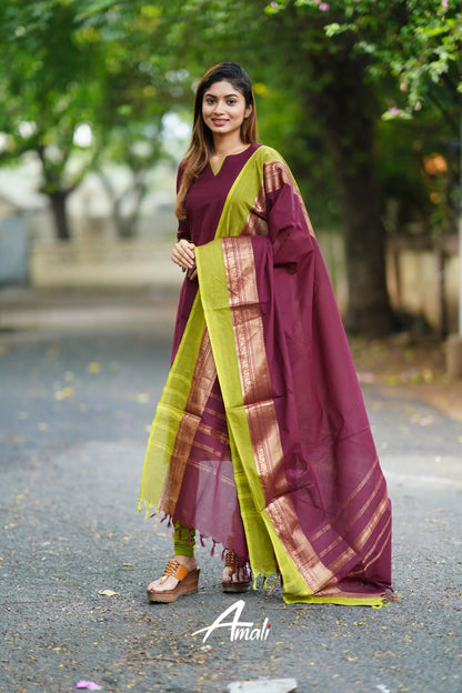 Meera Cotton Salwar - Dark Burgundy Salwar