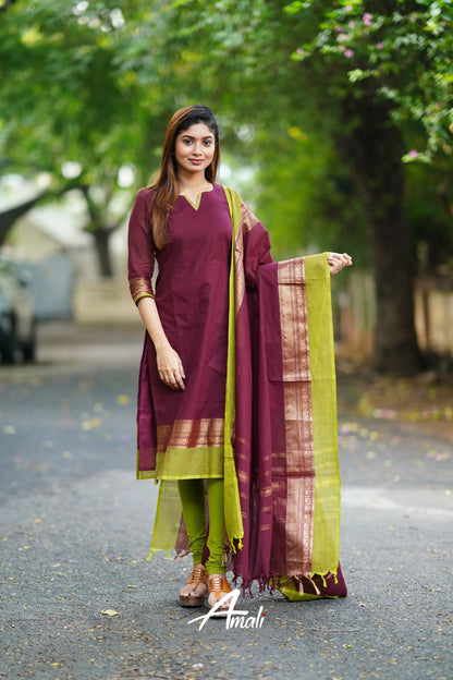 Meera Cotton Salwar - Dark Burgundy Salwar