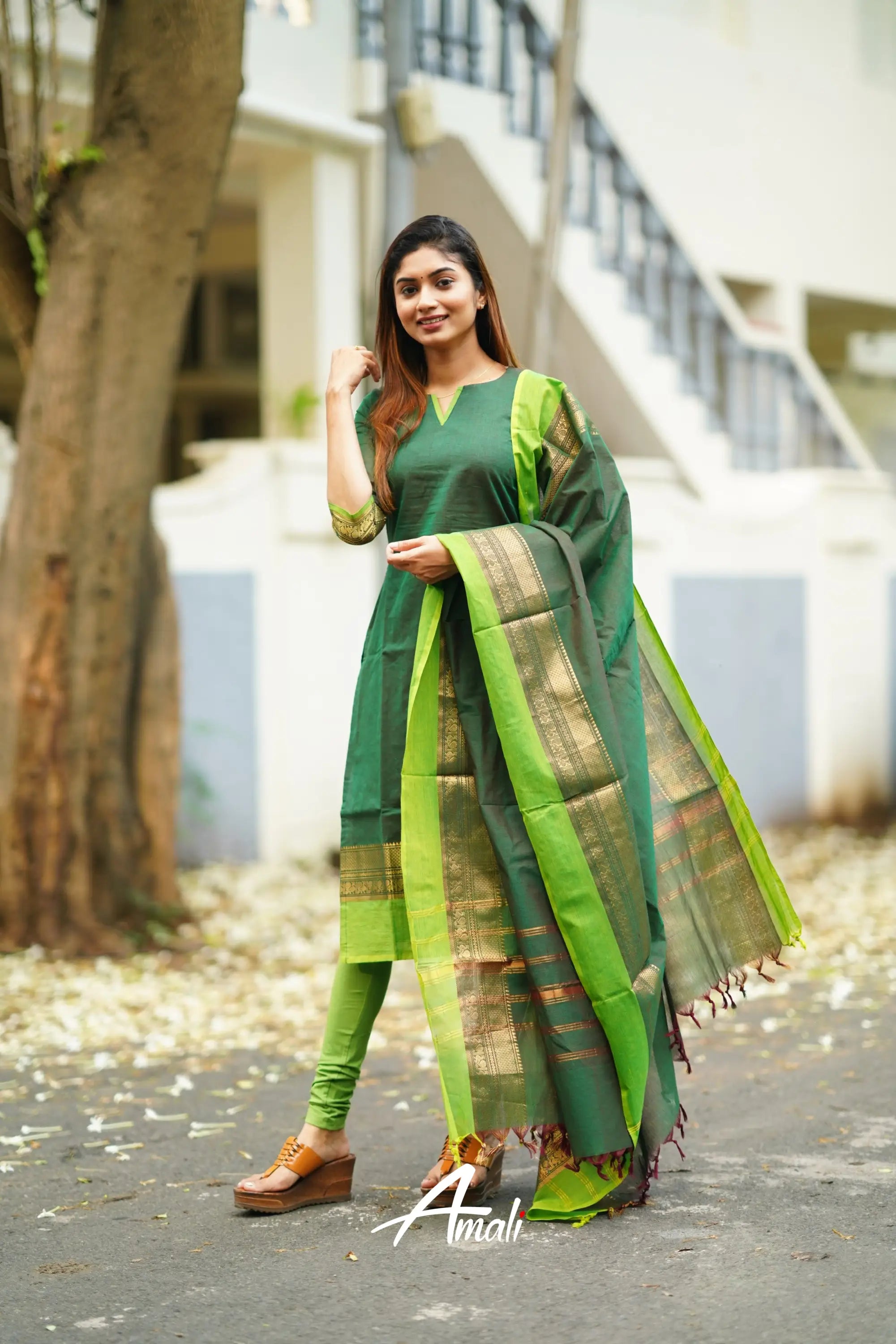 Meera Cotton Salwar - Dark Green Salwar