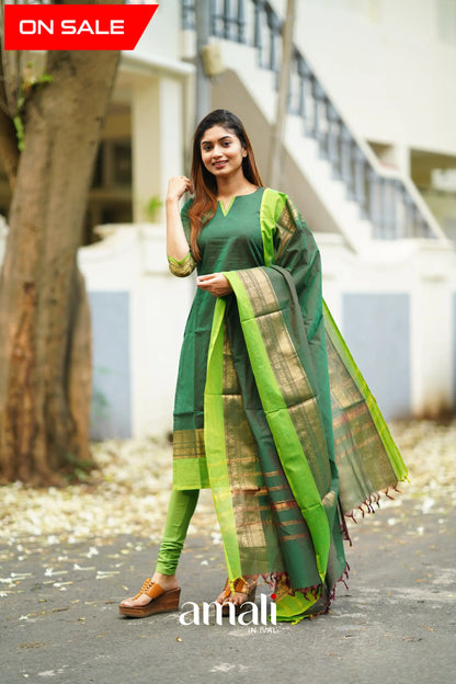 Meera Cotton Salwar - Dark Green Salwar