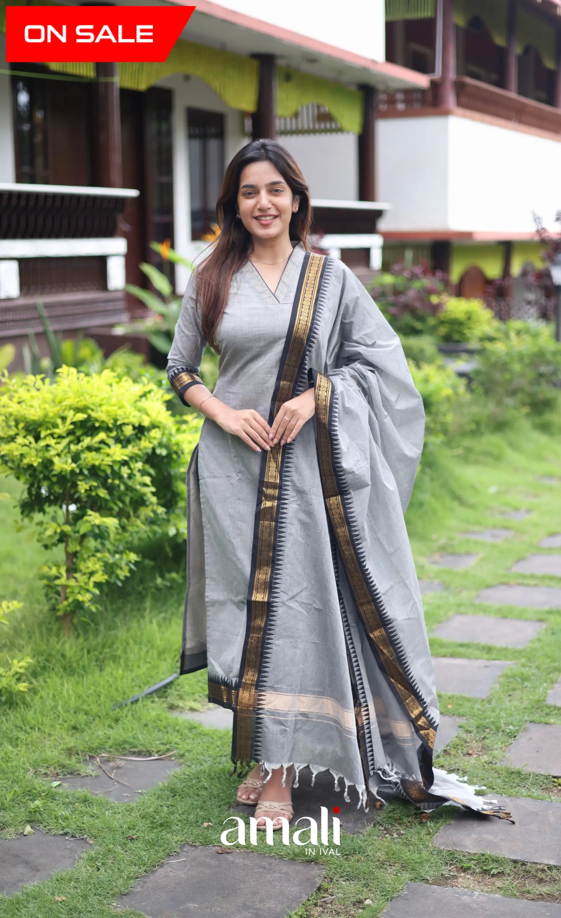 Meera Cotton Salwar - Grey and Black salwar
