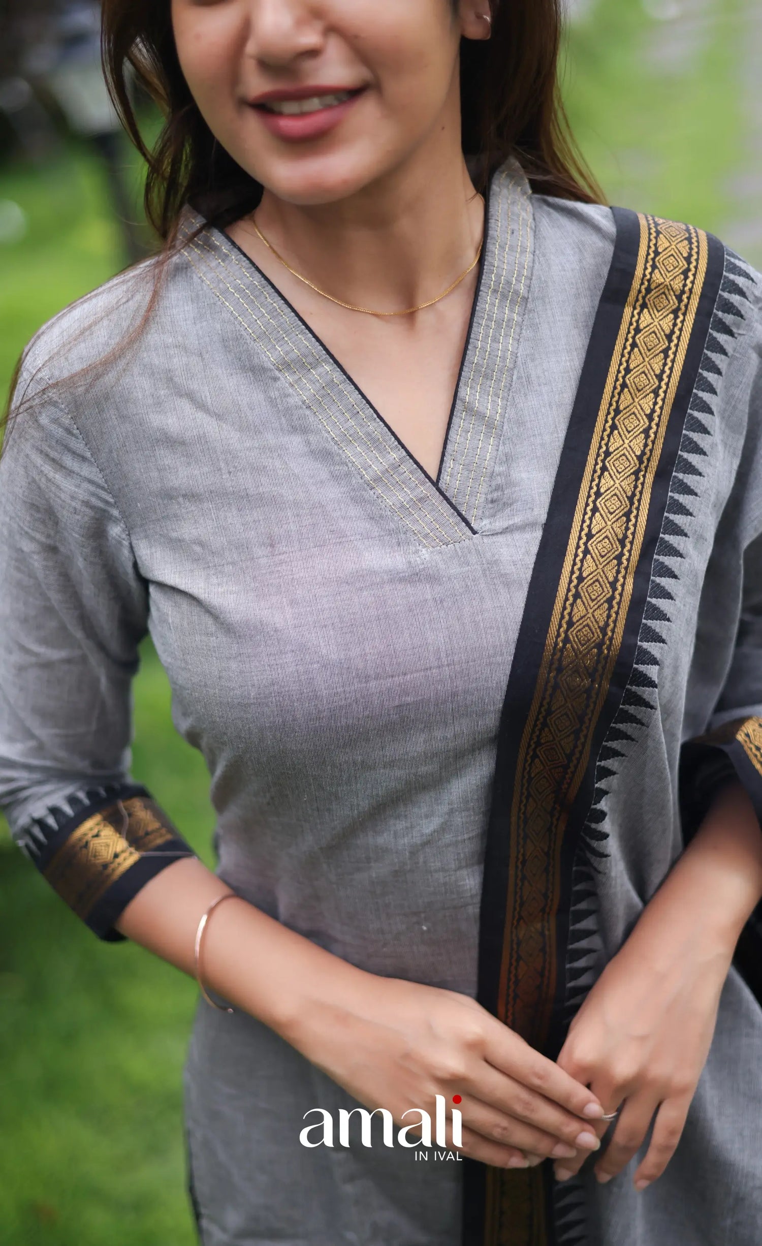 Meera Cotton Salwar - Grey and Black salwar