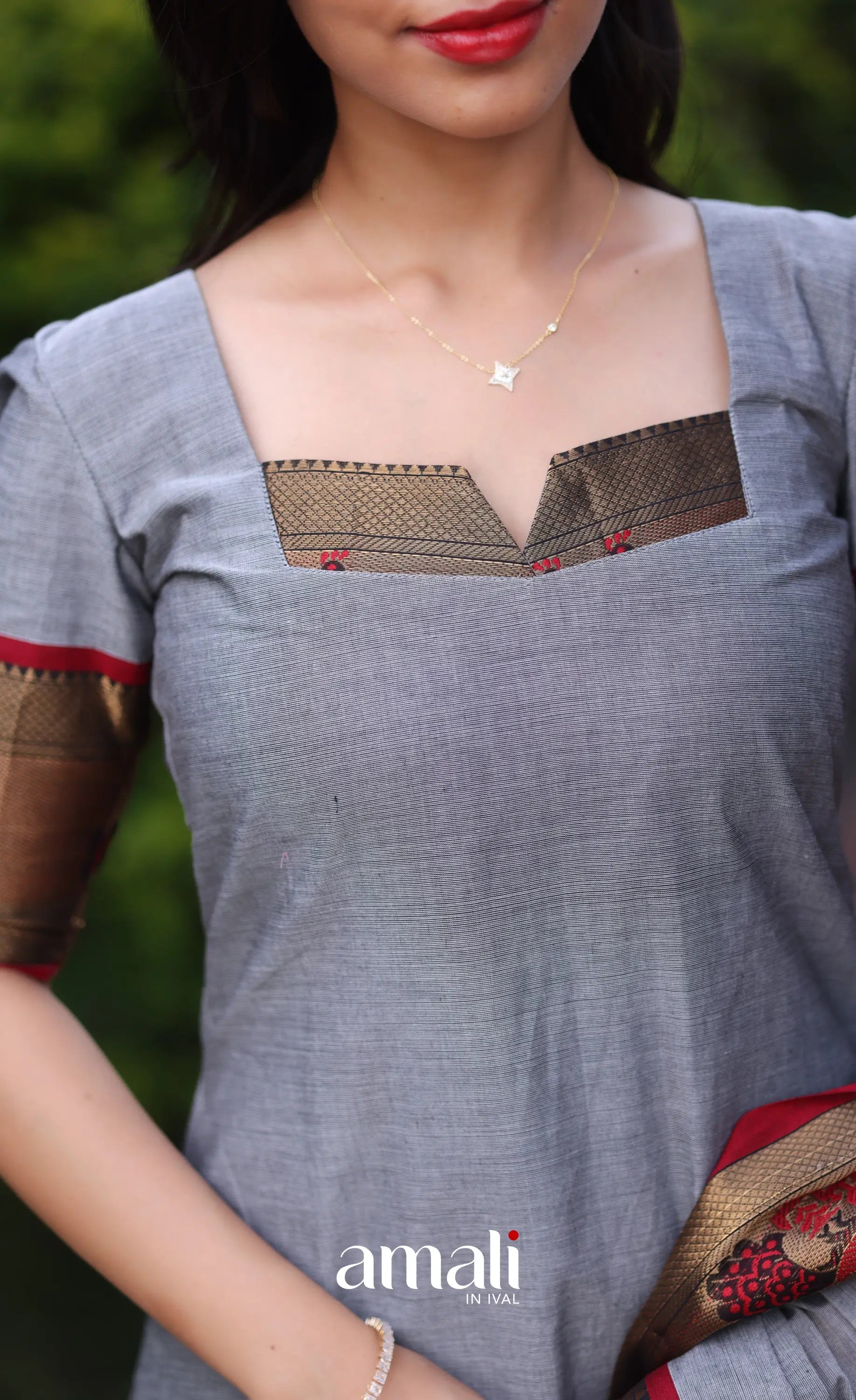 Meera Cotton Salwar - Grey and Maroon salwar