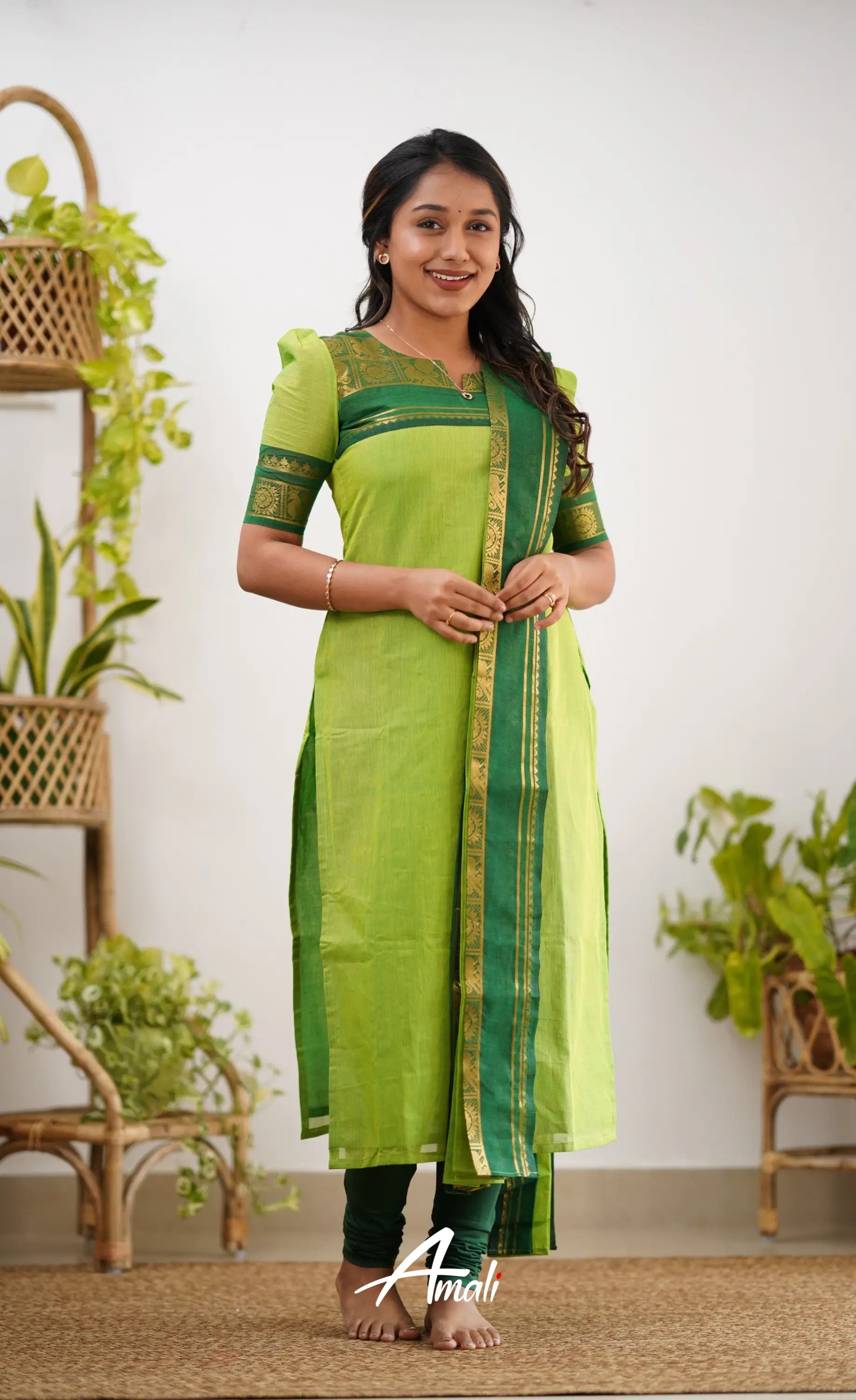 Meera Cotton Salwar - Light Green Salwar