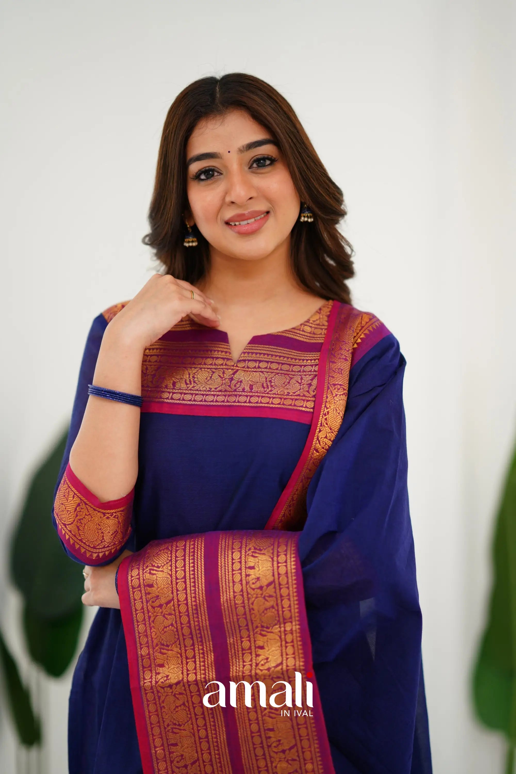 Meera Cotton Salwar - Navy Blue Anarkalis