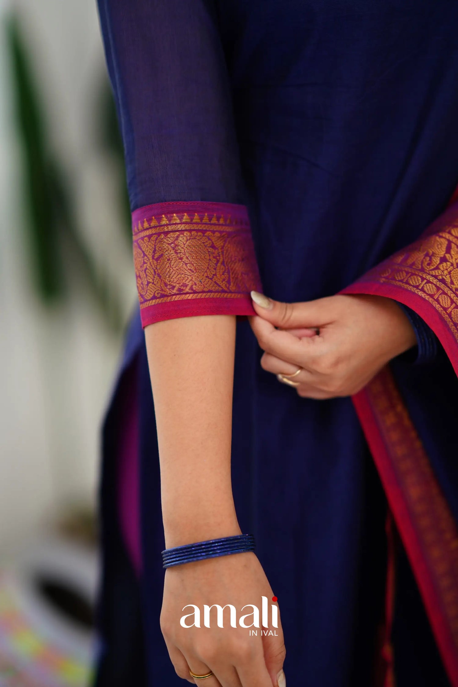 Meera Cotton Salwar - Navy Blue Anarkalis