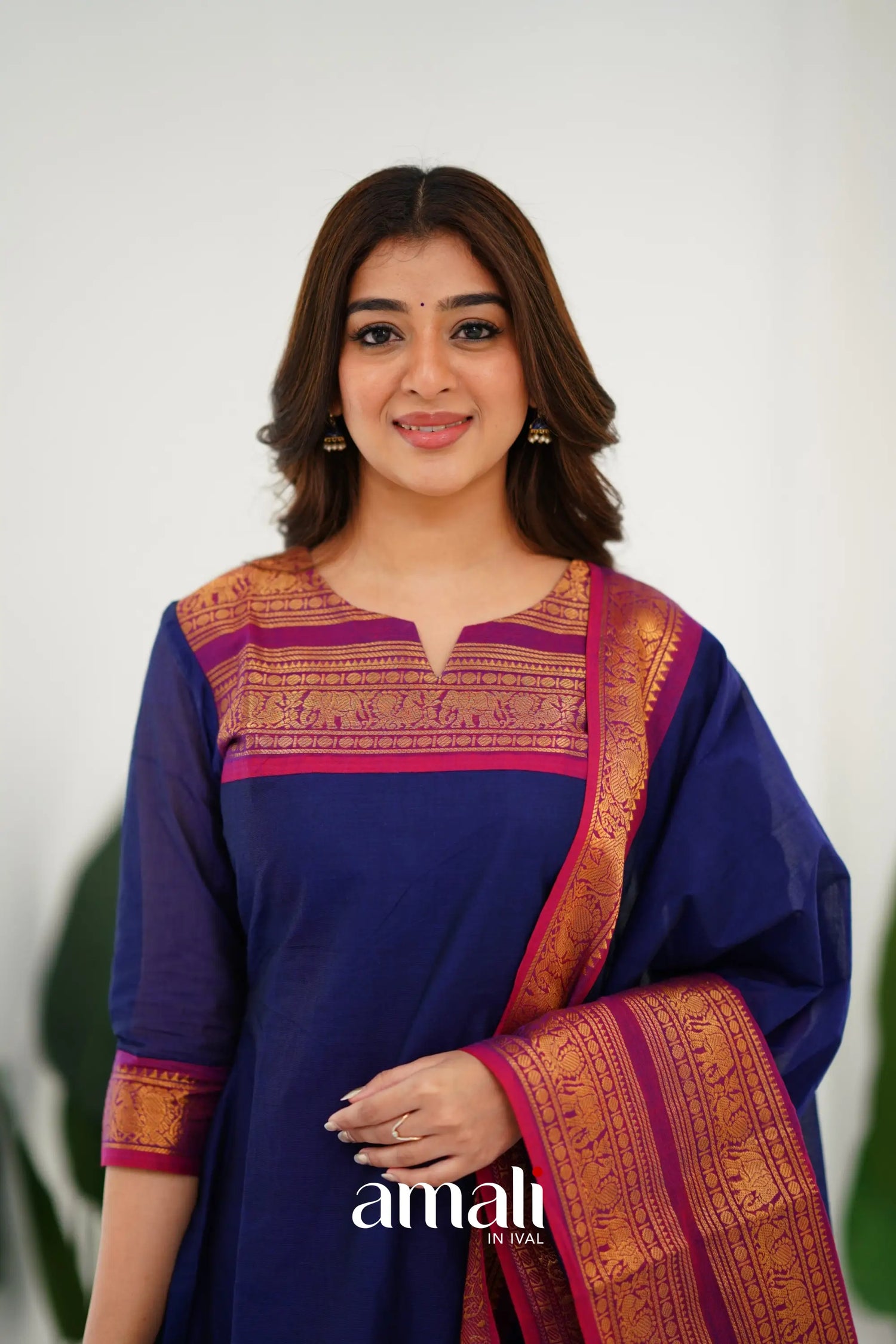 Meera Cotton Salwar - Navy Blue Anarkalis