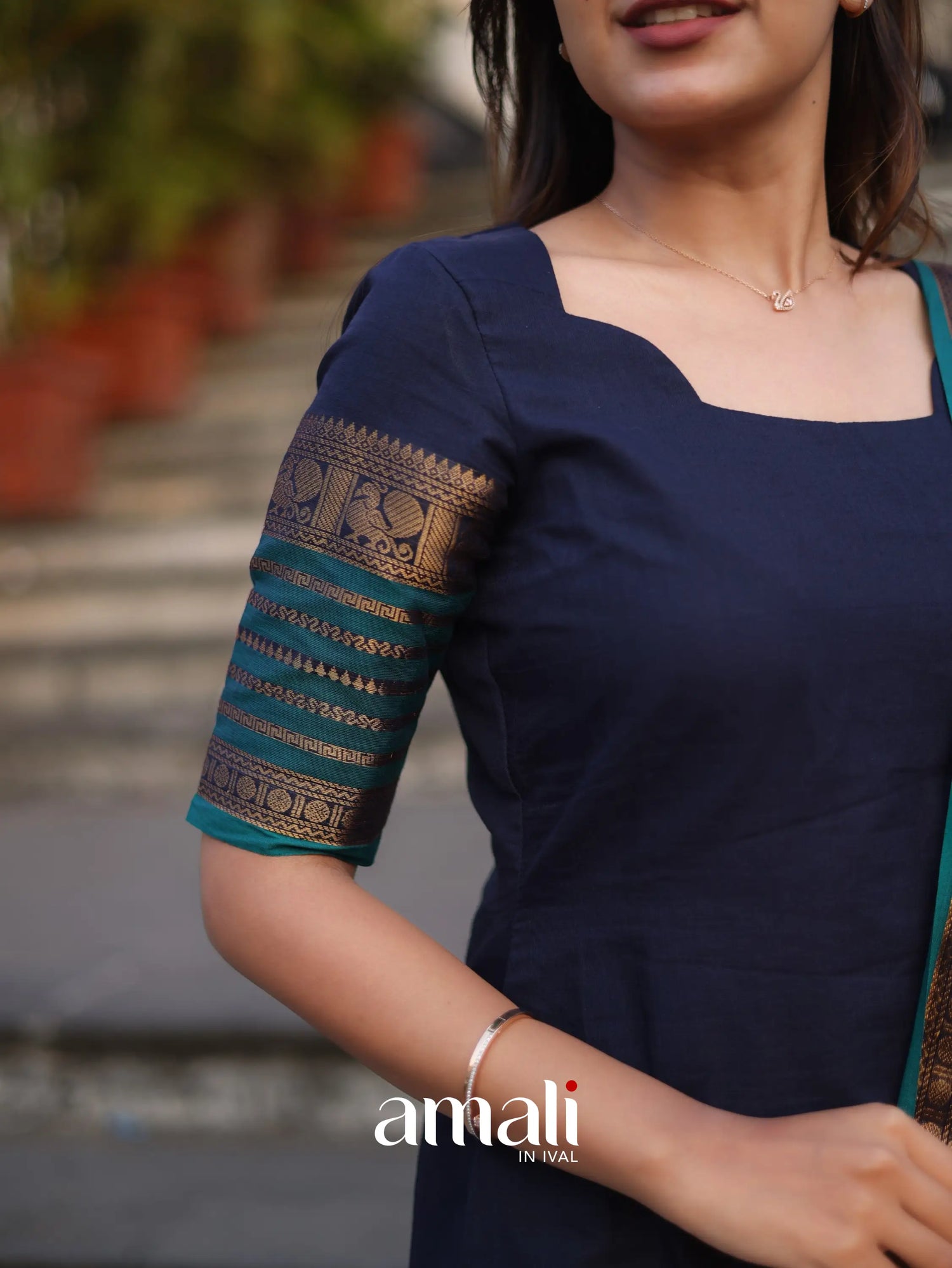 Meera Cotton Salwar - Navy Blue and Peacock Blue salwar