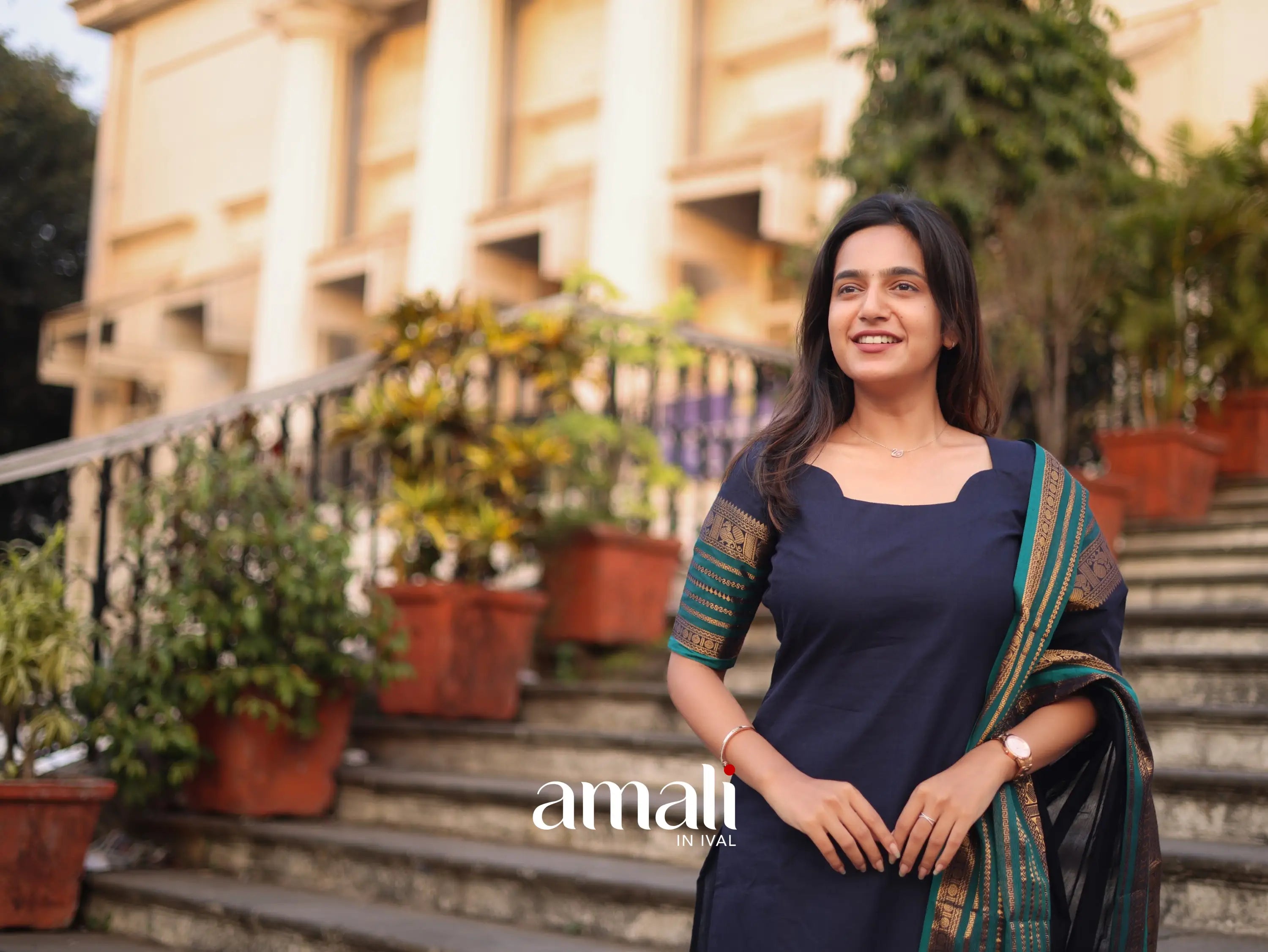 Meera Cotton Salwar - Navy Blue and Peacock Blue salwar