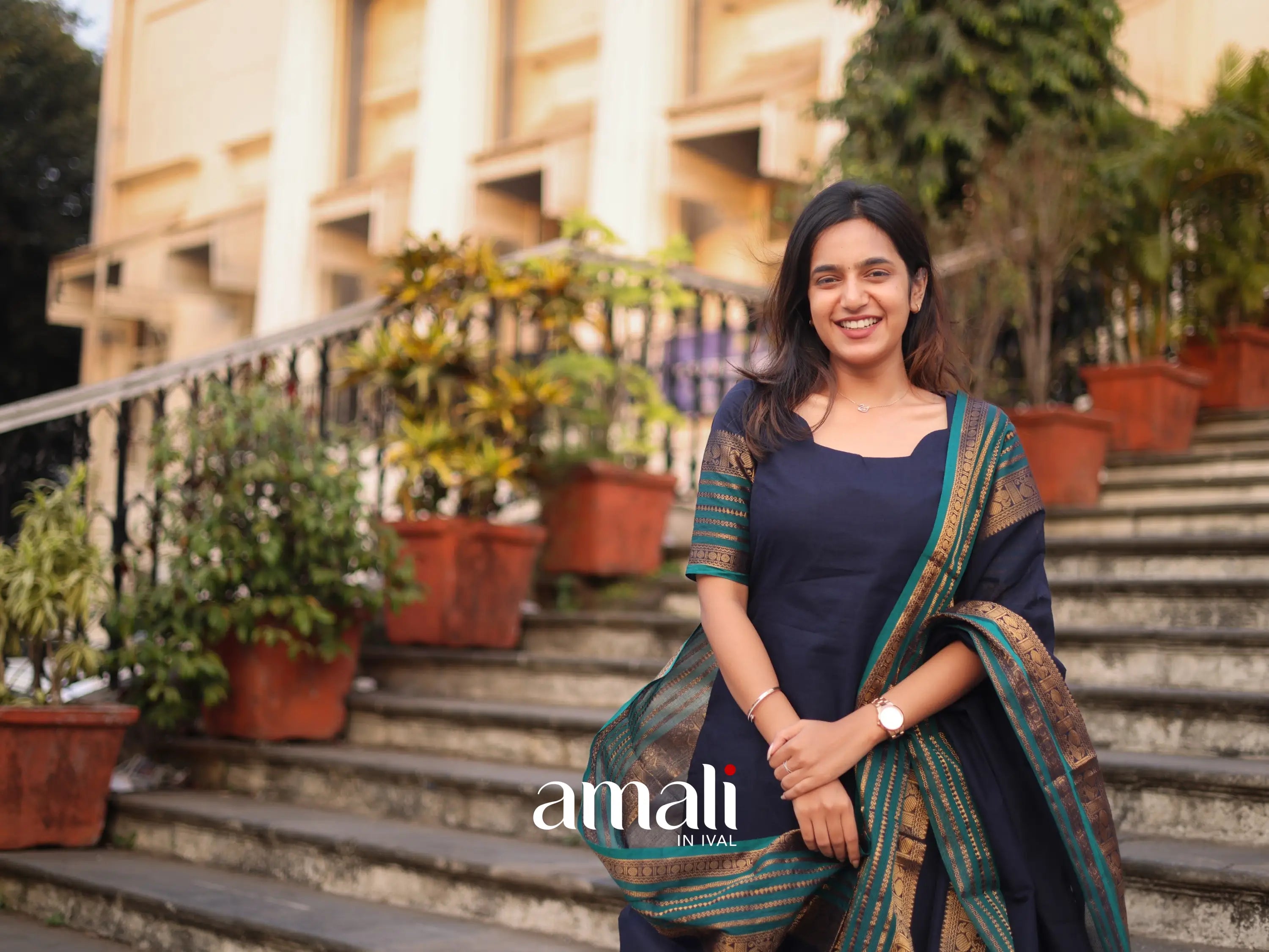 Meera Cotton Salwar - Navy Blue and Peacock Blue salwar