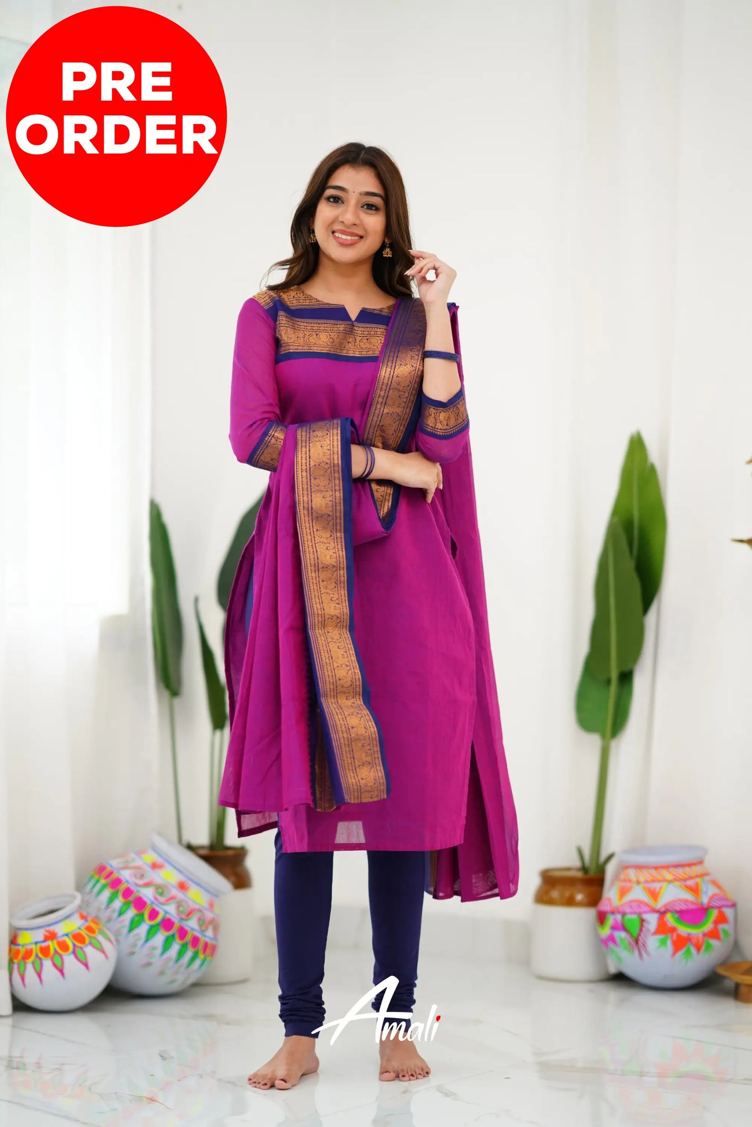 Meera Cotton Salwar - Pinkish Magenta Anarkalis