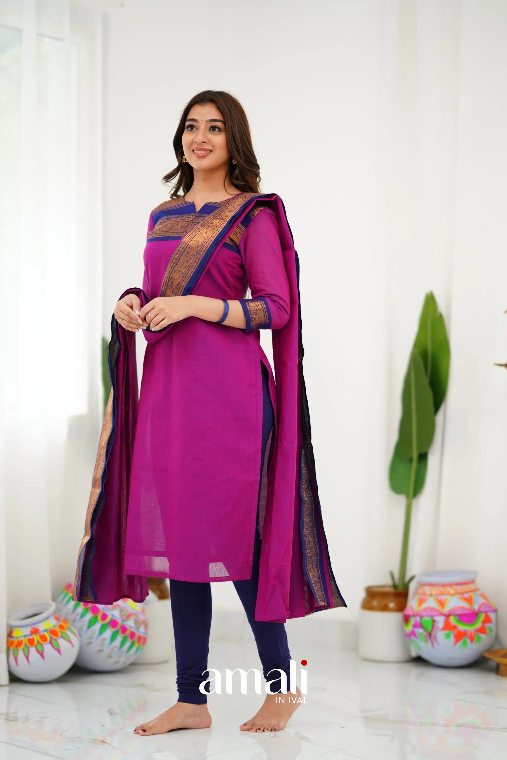Meera Cotton Salwar - Pinkish Magenta Anarkalis