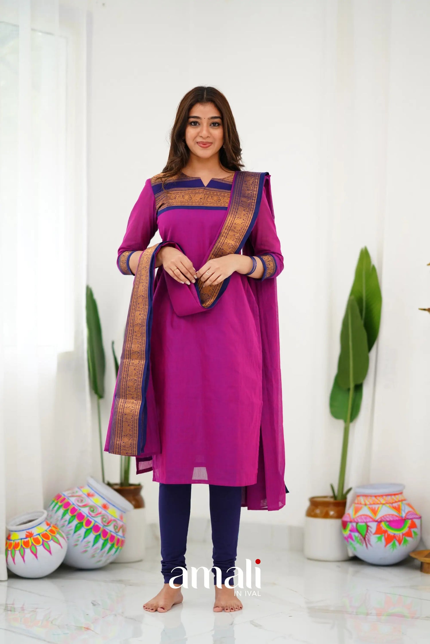 Meera Cotton Salwar - Pinkish Magenta Anarkalis